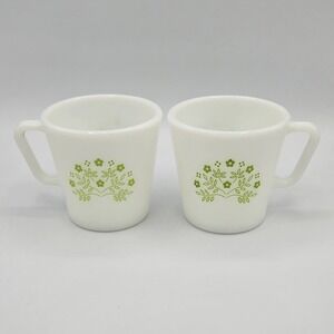 Vtg Pyrex Summer Impressions Honeydew  Coffee Mugs